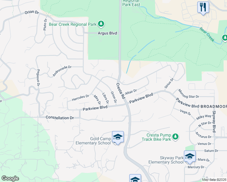 map of restaurants, bars, coffee shops, grocery stores, and more near 813 Orion Drive in Colorado Springs
