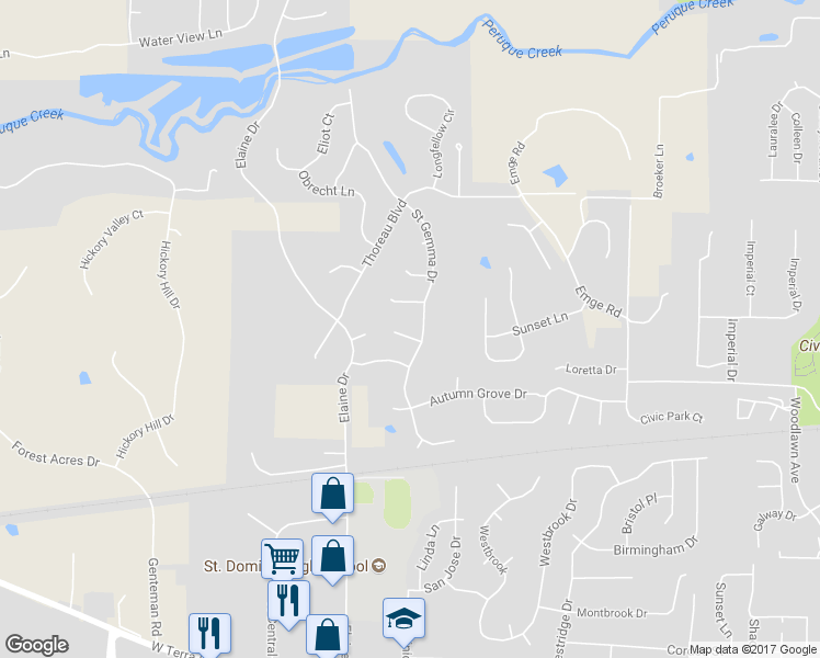 map of restaurants, bars, coffee shops, grocery stores, and more near 3 Saint Elizabeth Court in O'Fallon