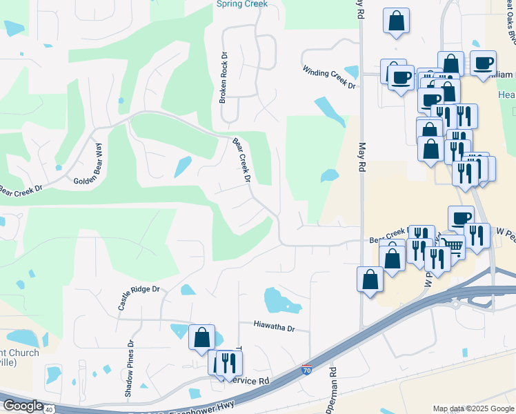 map of restaurants, bars, coffee shops, grocery stores, and more near 1701 Koala Dr in Wentzville