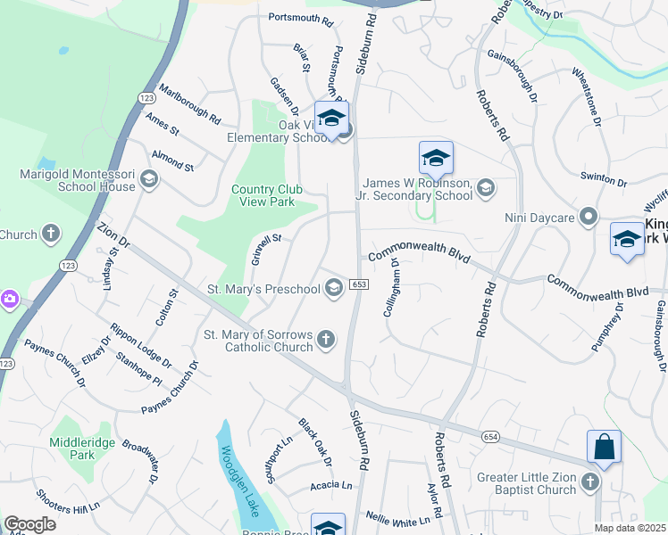 map of restaurants, bars, coffee shops, grocery stores, and more near 10508 Linfield Street in Fairfax