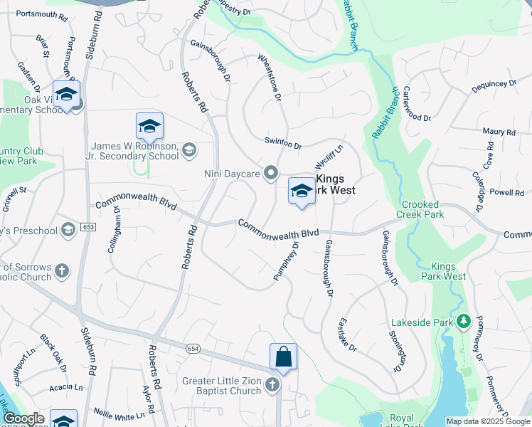 map of restaurants, bars, coffee shops, grocery stores, and more near 5018 Wheatstone Drive in Fairfax