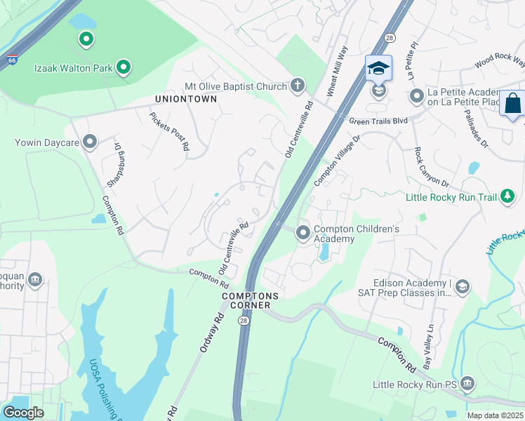 map of restaurants, bars, coffee shops, grocery stores, and more near 14500 Chelsey Place in Centreville