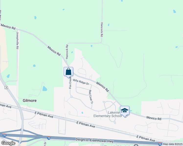 map of restaurants, bars, coffee shops, grocery stores, and more near 2334 Mexico Road in O'Fallon