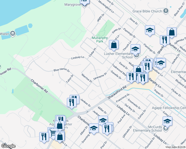 map of restaurants, bars, coffee shops, grocery stores, and more near 927 Armada Court in Florissant