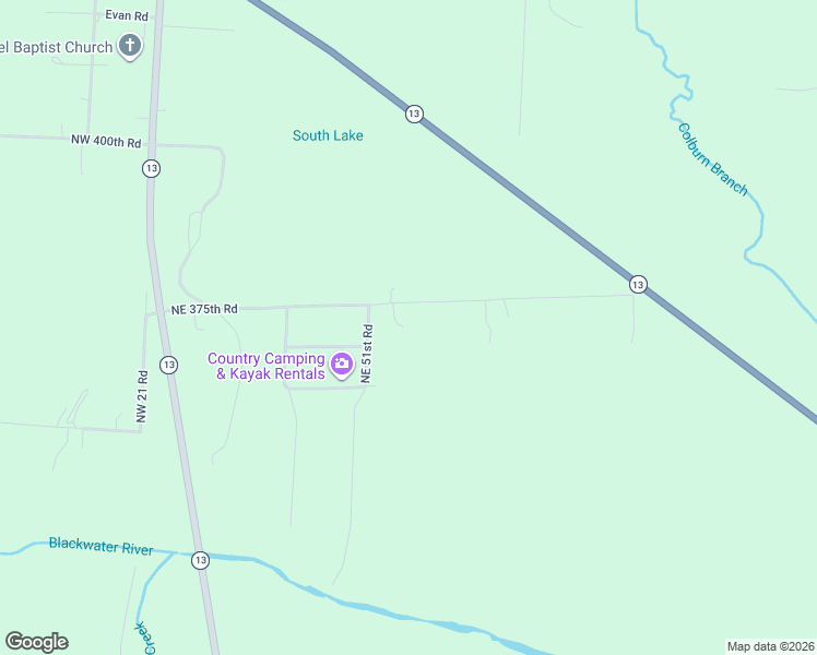 map of restaurants, bars, coffee shops, grocery stores, and more near 50 Northeast 375th Road in Warrensburg