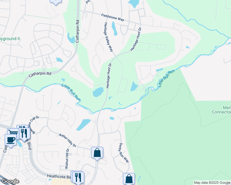 map of restaurants, bars, coffee shops, grocery stores, and more near 13443 Victory Gallop Way in Gainesville