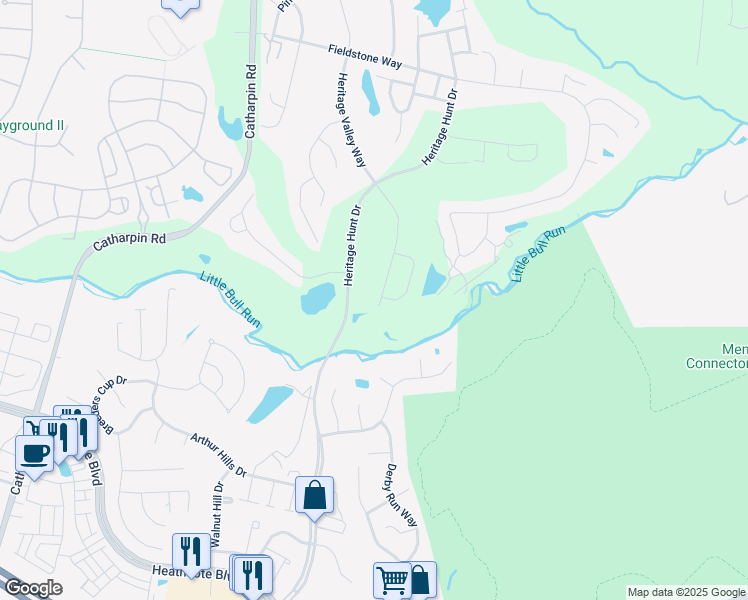 map of restaurants, bars, coffee shops, grocery stores, and more near 13443 Victory Gallop Way in Gainesville