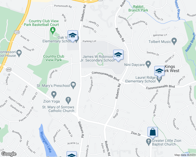 map of restaurants, bars, coffee shops, grocery stores, and more near 10325 Commonwealth Boulevard in Fairfax