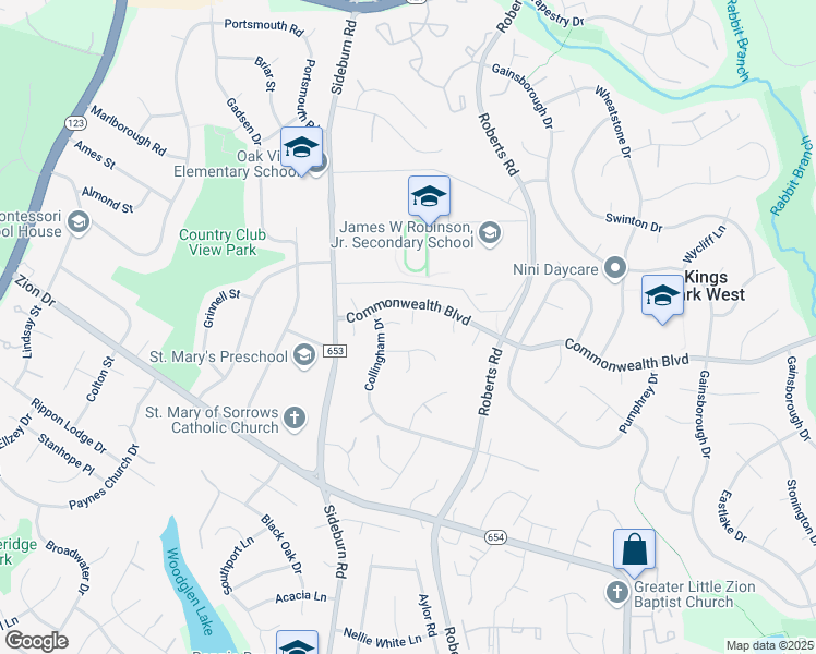 map of restaurants, bars, coffee shops, grocery stores, and more near 10325 Commonwealth Boulevard in Fairfax