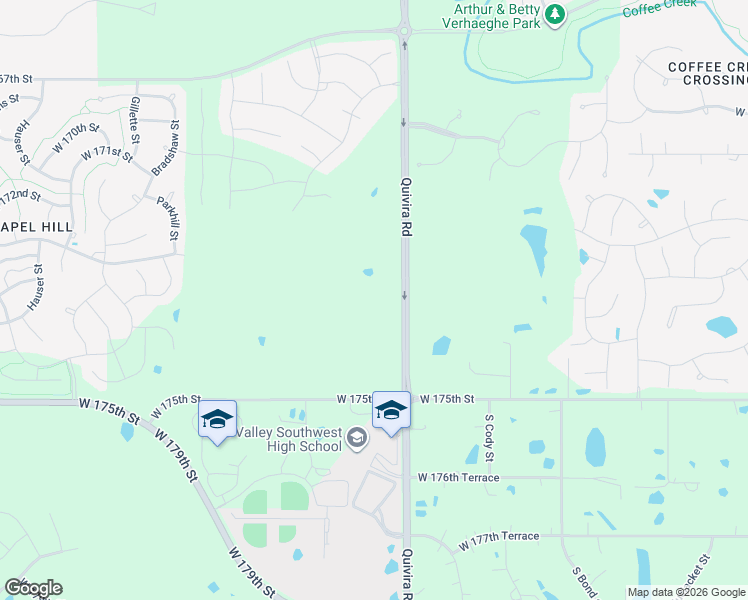 map of restaurants, bars, coffee shops, grocery stores, and more near 17165 South Quivira Road in Overland Park