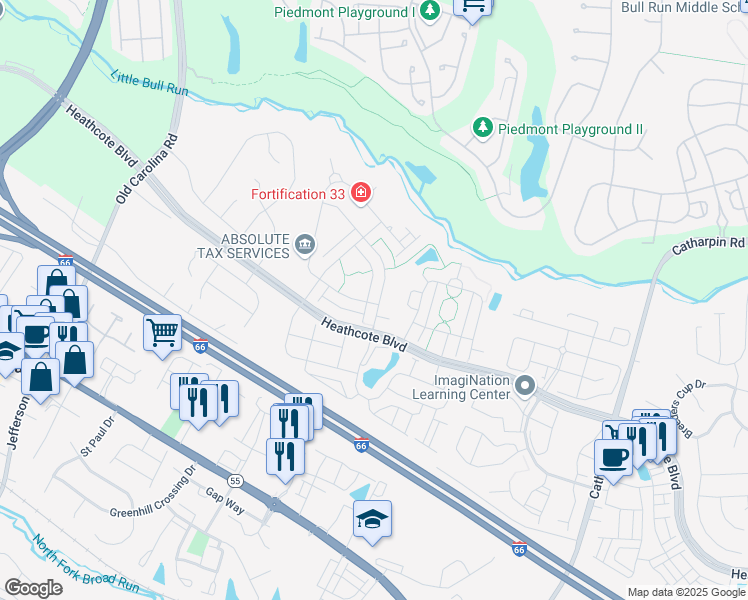 map of restaurants, bars, coffee shops, grocery stores, and more near 17036 Loftridge Lane in Gainesville