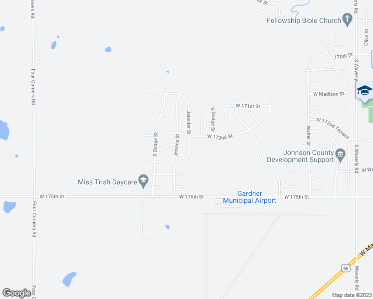 map of restaurants, bars, coffee shops, grocery stores, and more near 17272 Jennifer Street in Gardner