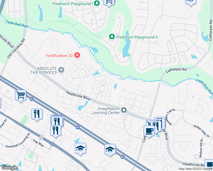map of restaurants, bars, coffee shops, grocery stores, and more near 6702 Eldermill Lane in Gainesville