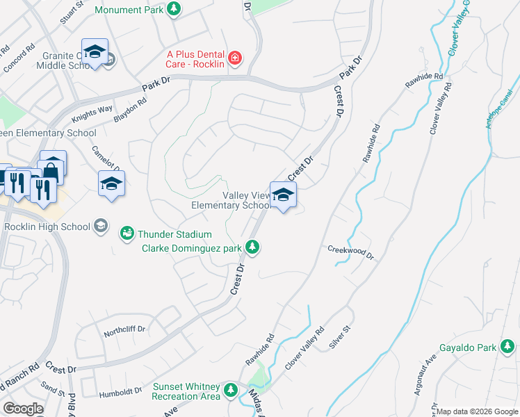map of restaurants, bars, coffee shops, grocery stores, and more near 2967 Fox Hill Drive in Rocklin