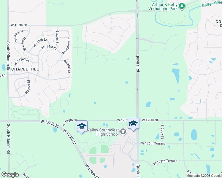map of restaurants, bars, coffee shops, grocery stores, and more near 17165 South Quivira Road in Overland Park