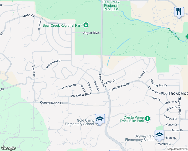 map of restaurants, bars, coffee shops, grocery stores, and more near 813 Orion Drive in Colorado Springs