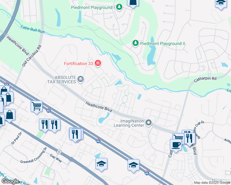 map of restaurants, bars, coffee shops, grocery stores, and more near 15106 Danehurst Circle in Gainesville