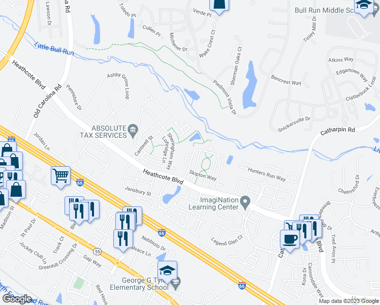 map of restaurants, bars, coffee shops, grocery stores, and more near 15106 Danehurst Circle in Gainesville