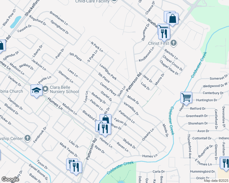 map of restaurants, bars, coffee shops, grocery stores, and more near 675 5th Plaza in Florissant