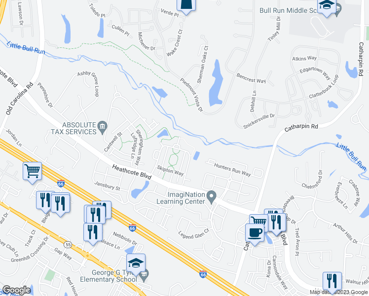 map of restaurants, bars, coffee shops, grocery stores, and more near 15056 Danehurst Circle in Gainesville