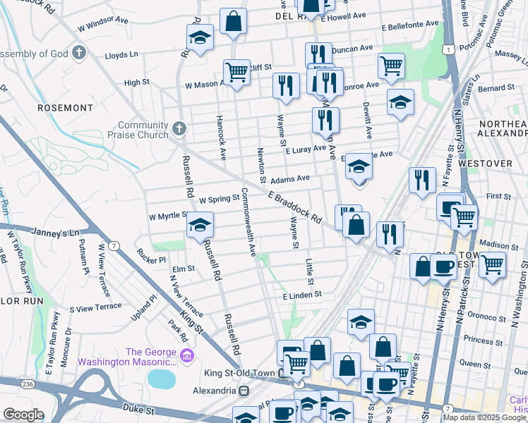 map of restaurants, bars, coffee shops, grocery stores, and more near 101 Independence Avenue Southeast in Washington