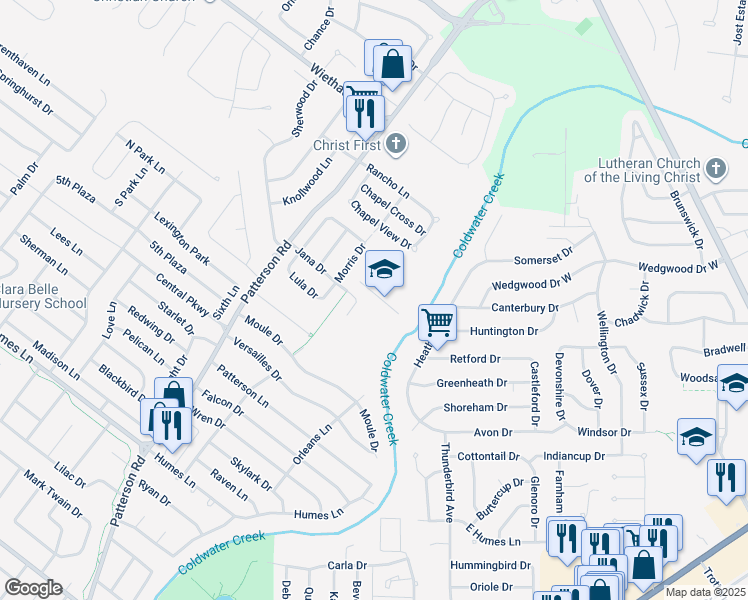 map of restaurants, bars, coffee shops, grocery stores, and more near 405 Jana Drive in Florissant
