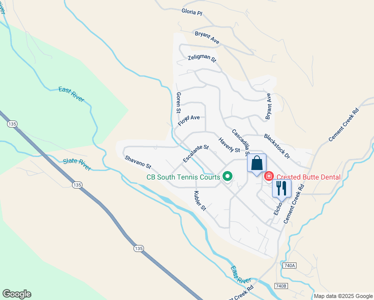 map of restaurants, bars, coffee shops, grocery stores, and more near 630-670 Teocalli Rd in Crested Butte