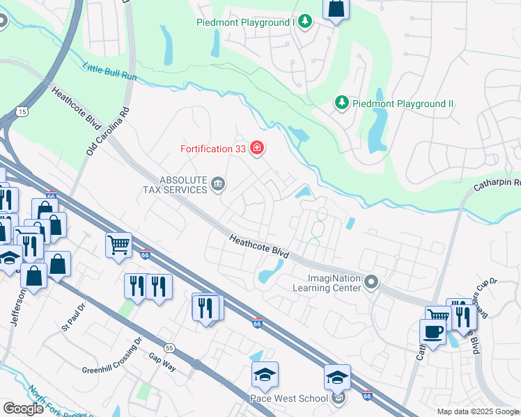 map of restaurants, bars, coffee shops, grocery stores, and more near 17057 Loftridge Lane in Gainesville