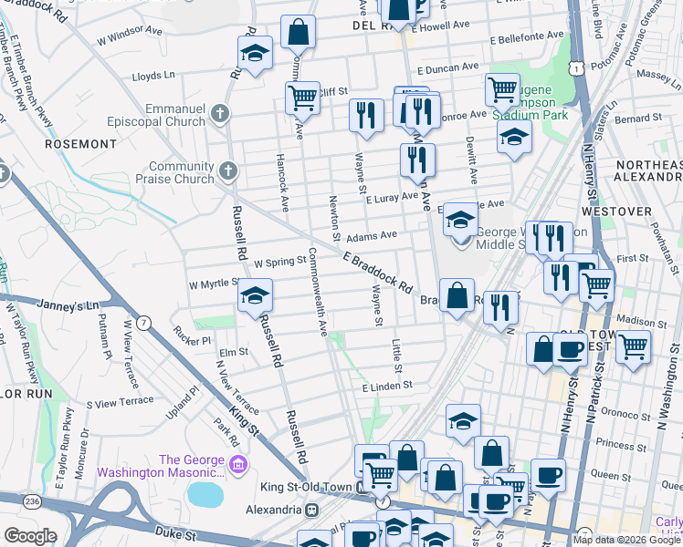 map of restaurants, bars, coffee shops, grocery stores, and more near 101 Independence Avenue Southeast in Washington