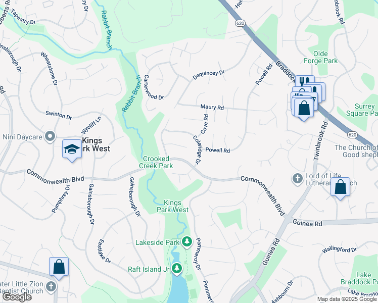 map of restaurants, bars, coffee shops, grocery stores, and more near 9883 Becket Court in Fairfax