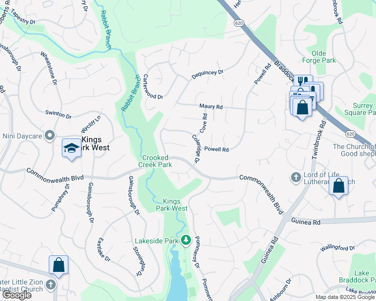 map of restaurants, bars, coffee shops, grocery stores, and more near 9883 Becket Court in Fairfax