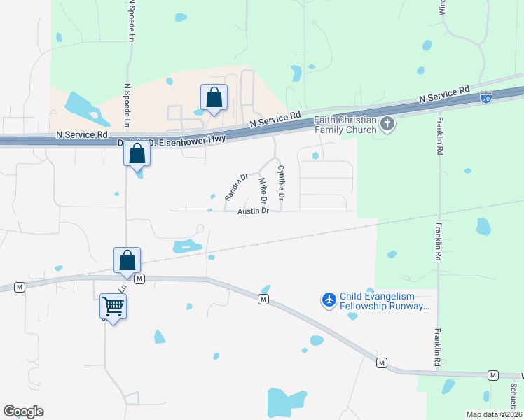 map of restaurants, bars, coffee shops, grocery stores, and more near Austin Drive in Truesdale