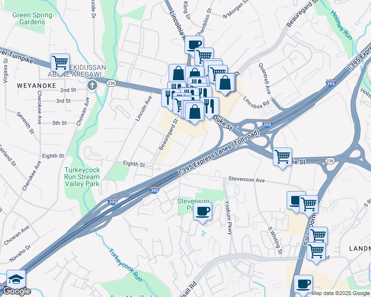 map of restaurants, bars, coffee shops, grocery stores, and more near 6200 Lachine Lane in Lincolnia