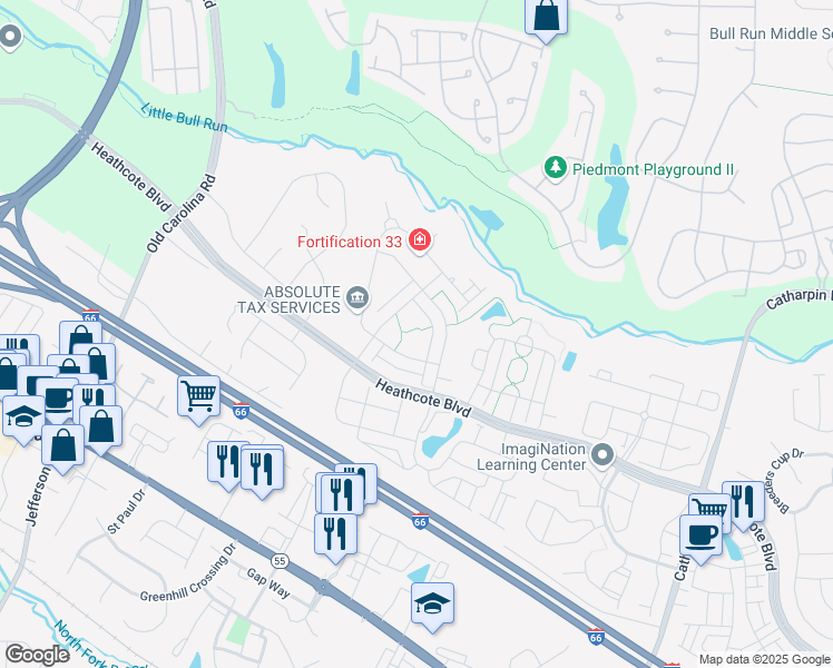 map of restaurants, bars, coffee shops, grocery stores, and more near 6085 Cantwell Street in Gainesville