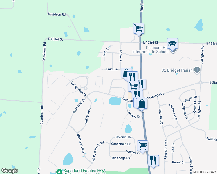 map of restaurants, bars, coffee shops, grocery stores, and more near 2106 Sunset Circle in Pleasant Hill