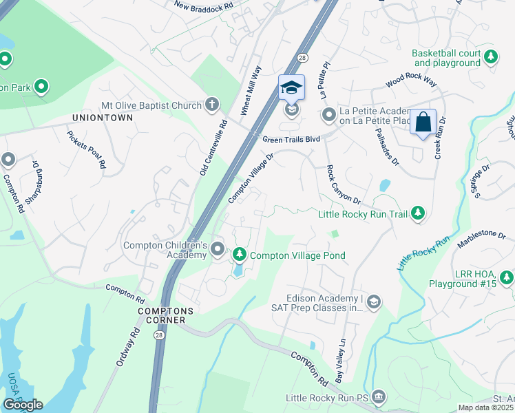 map of restaurants, bars, coffee shops, grocery stores, and more near 6801 Cedar Loch Court in Centreville