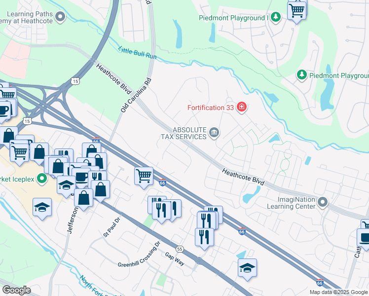map of restaurants, bars, coffee shops, grocery stores, and more near 14760 Keavy Ridge Court in Haymarket