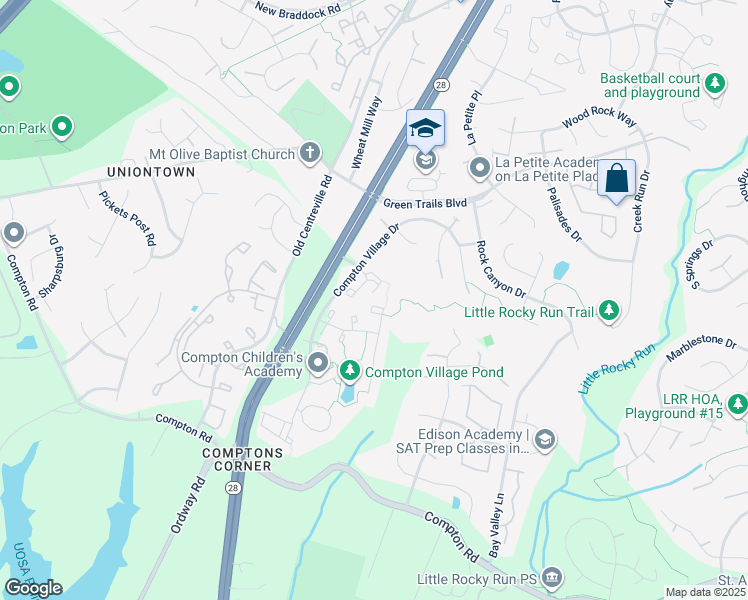 map of restaurants, bars, coffee shops, grocery stores, and more near 6801 Cedar Loch Court in Centreville