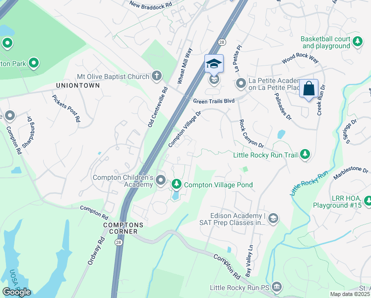 map of restaurants, bars, coffee shops, grocery stores, and more near 6800 Cedar Loch Court in Centreville