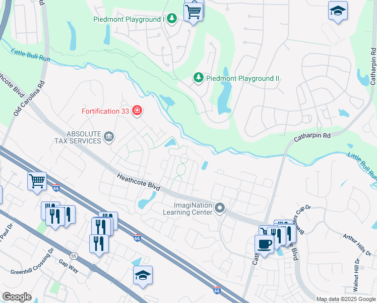 map of restaurants, bars, coffee shops, grocery stores, and more near 6607 Parville Loop in Gainesville