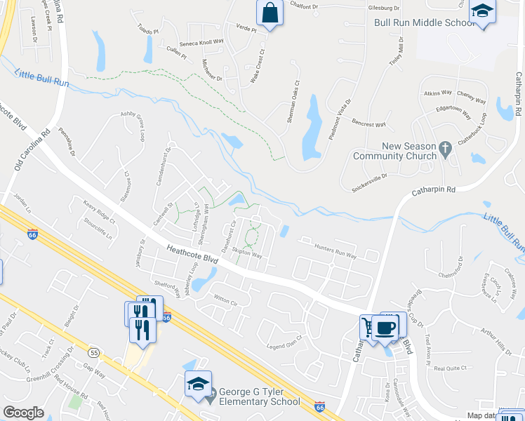 map of restaurants, bars, coffee shops, grocery stores, and more near 6603 Parville Loop in Gainesville