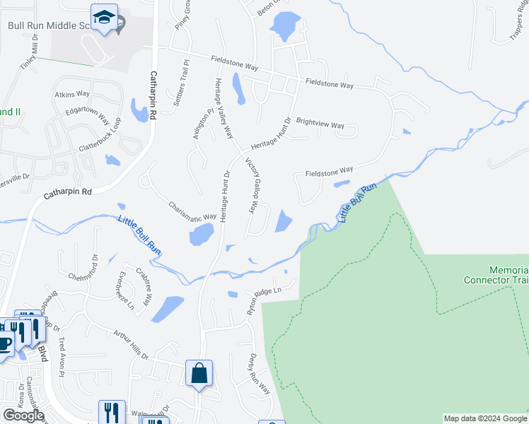 map of restaurants, bars, coffee shops, grocery stores, and more near 6516 Box Elder Loop in Gainesville