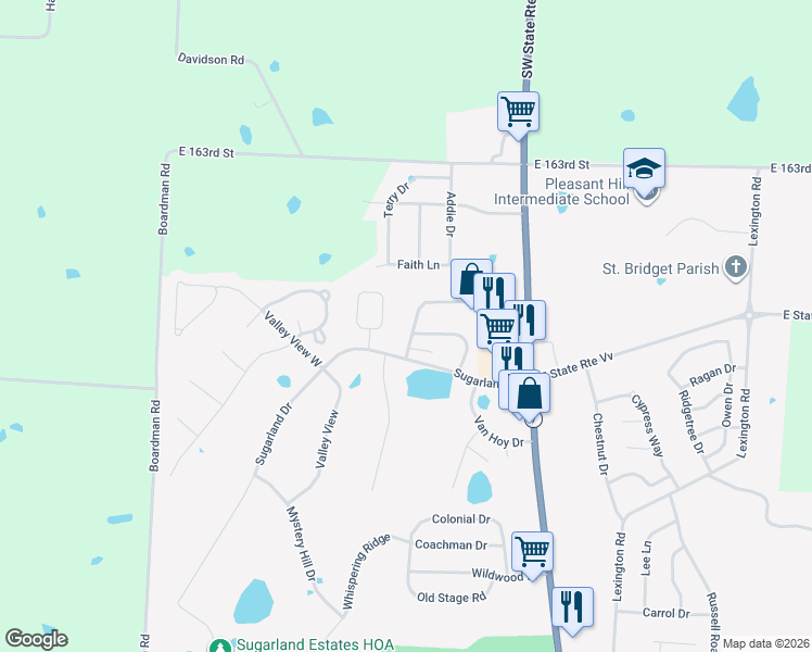 map of restaurants, bars, coffee shops, grocery stores, and more near 2106 Sunset Circle in Pleasant Hill