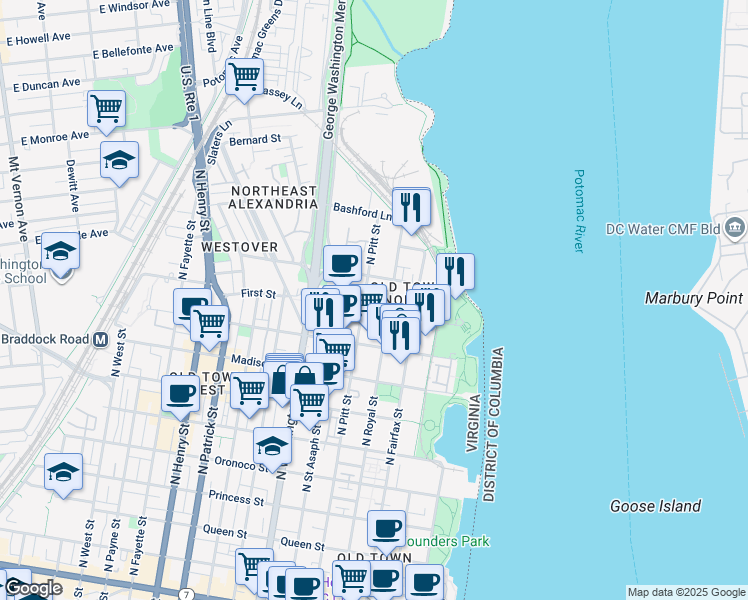 map of restaurants, bars, coffee shops, grocery stores, and more near 101 Independence Avenue Southeast in Washington