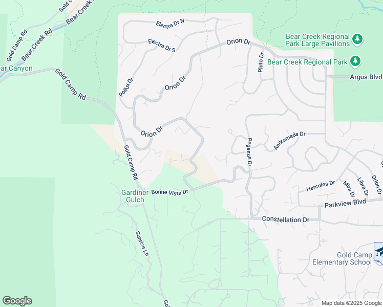 map of restaurants, bars, coffee shops, grocery stores, and more near 612 Vista Grande Drive in Colorado Springs