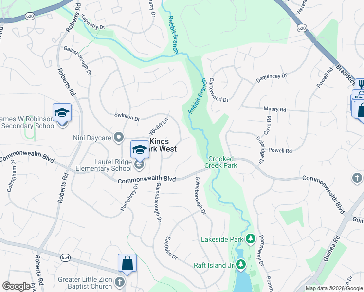 map of restaurants, bars, coffee shops, grocery stores, and more near 10013 Whitefield Street in Fairfax