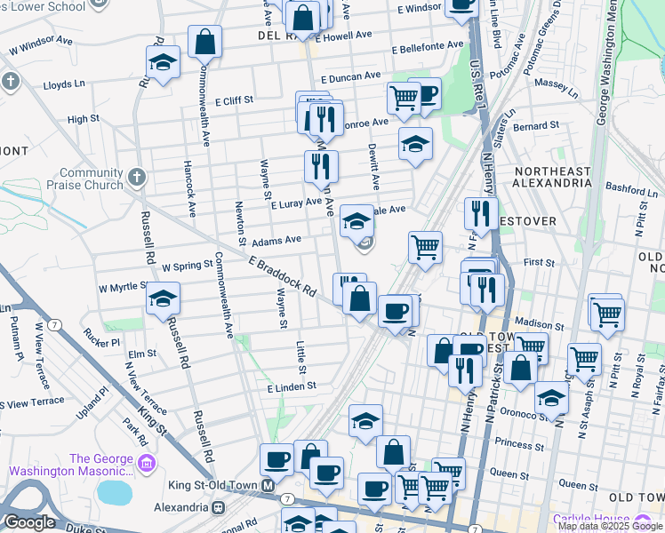 map of restaurants, bars, coffee shops, grocery stores, and more near 101 Independence Avenue Southeast in Washington