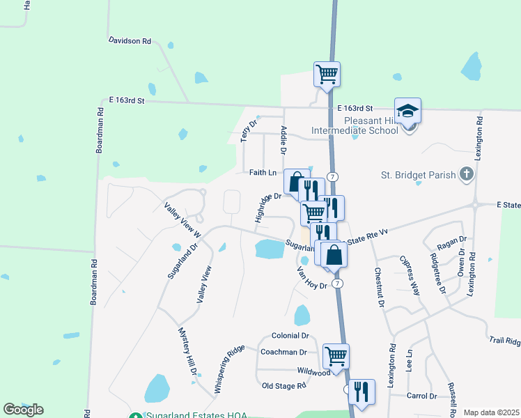 map of restaurants, bars, coffee shops, grocery stores, and more near 2106 Sunset Circle in Pleasant Hill