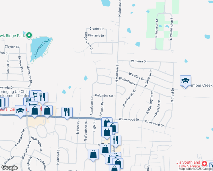 map of restaurants, bars, coffee shops, grocery stores, and more near 411 Wiltshire Drive in Raymore