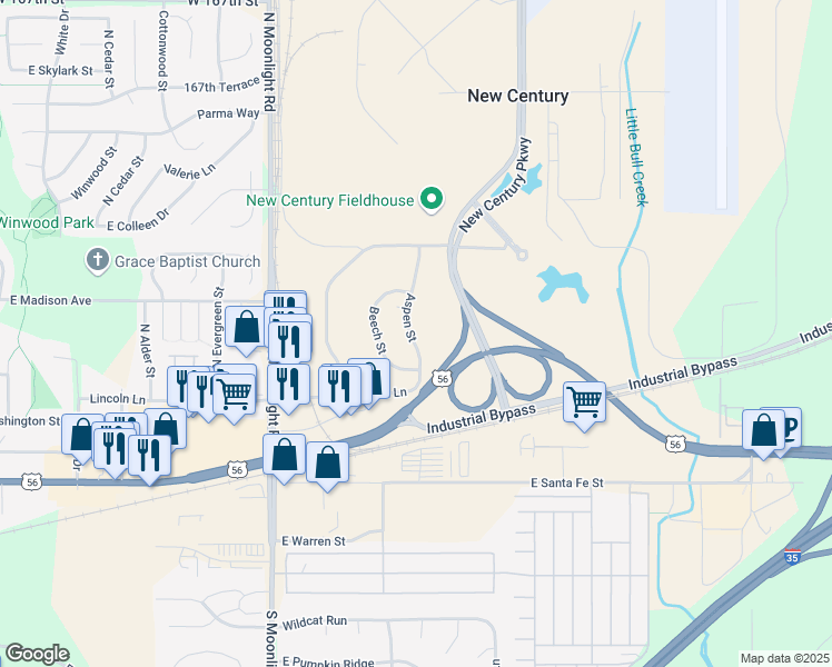 map of restaurants, bars, coffee shops, grocery stores, and more near 158 Aspen Street in Gardner